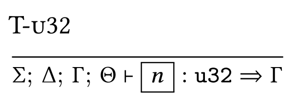 A typing rule for numerical constants from the Oxide paper